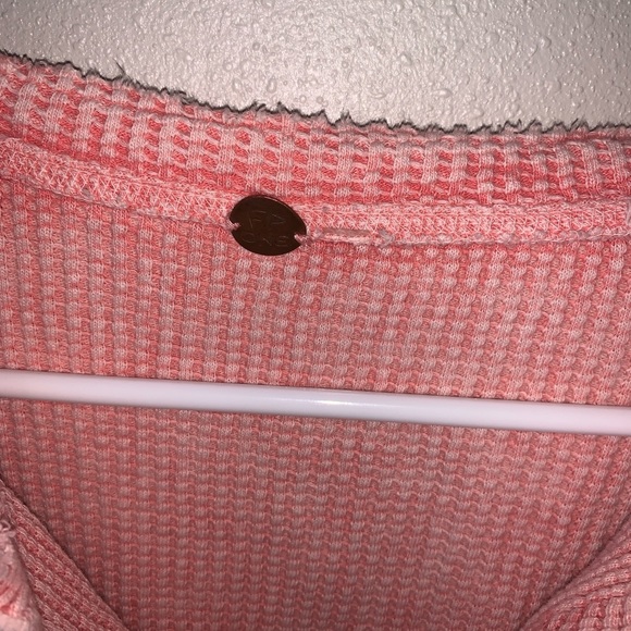 FP One Free People Colt One Blush Waffle Henley Relaxed Top Small - Picture 8 of 9